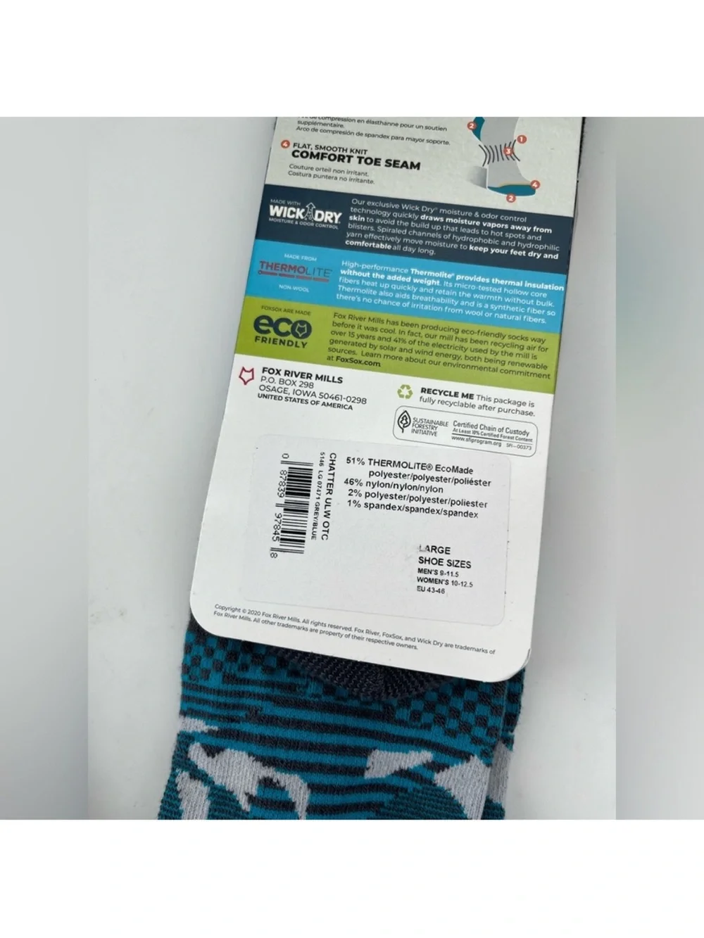 Fox River Snow Socks Large Set Of 6 NEW
